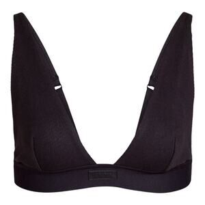 SKIMS Stretch Cotton Plunge Braleette Size L Black